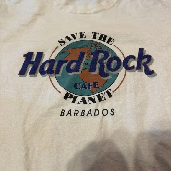Hard Rock Cafe Save The Planet Barbados Vintage White T-Shirt Tee Size XLarge‎ - Picture 5 of 6